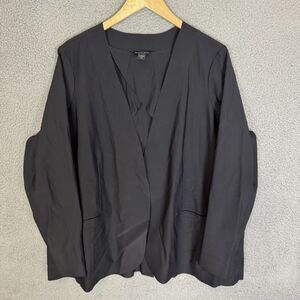 ATHLETA AVENUE Blazer Womens 22 Snap‎ Button Black Stretch Travel Work Jacket